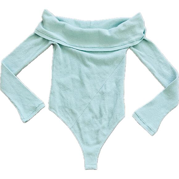 NWOT Free People Autumn Cozy Bodysuit Women's Blouse Top Shirt Small Mint Green - Picture 5 of 9
